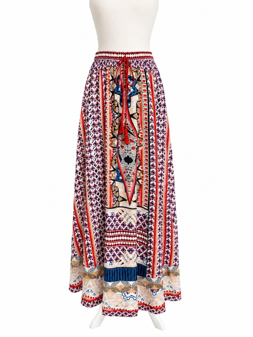 Mix Nouveau Boho Southwestern Tribal Print A-line Maxi Skirt Women Size Large - Picture 6 of 16